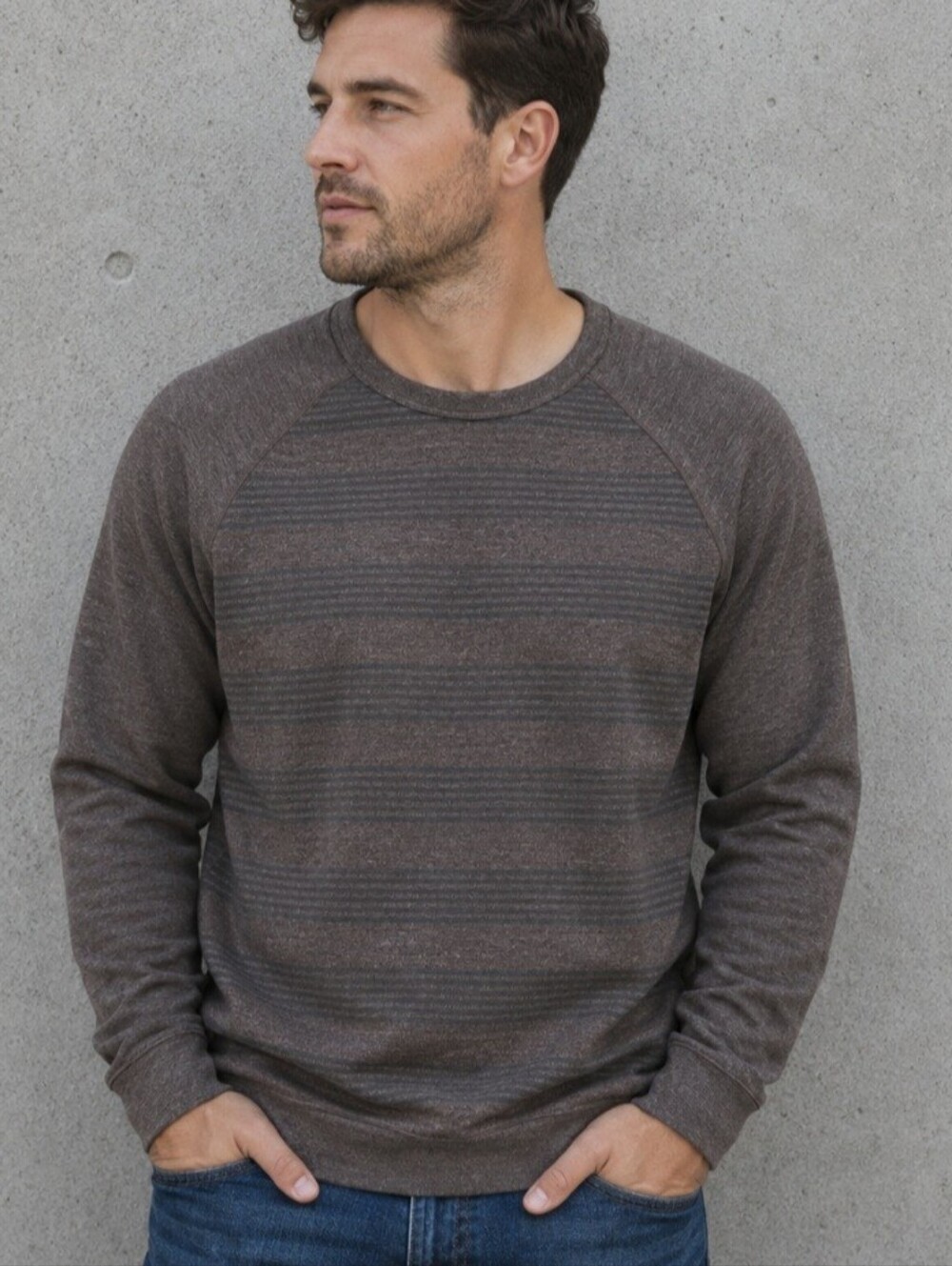 Icebreaker Crewneck Sweatshirt Mens Large New Zealand 100% Merino Wool Striped